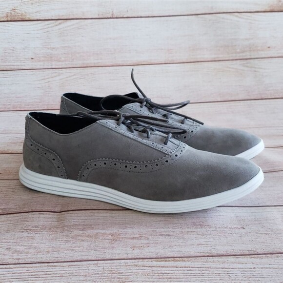 Cole Haan Grand OS Grey Suede Brogue Oxford Lace Up Shoes 9B Gray Size 9B - Picture 1 of 11